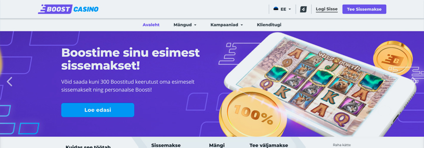 Ekraanipilt Kasiino BoostCasino Koduleht